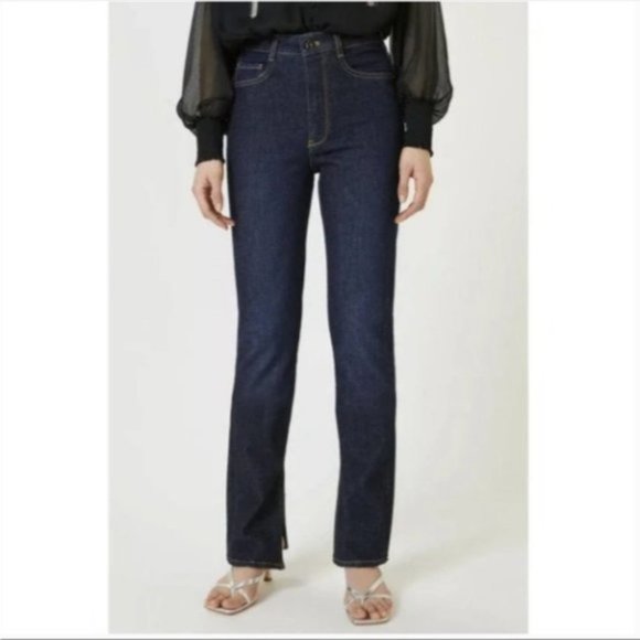 Anthropologie | Pilcro The Split Straight Jeans Denim Dark Stretch New 25 Waist - Picture 4 of 16